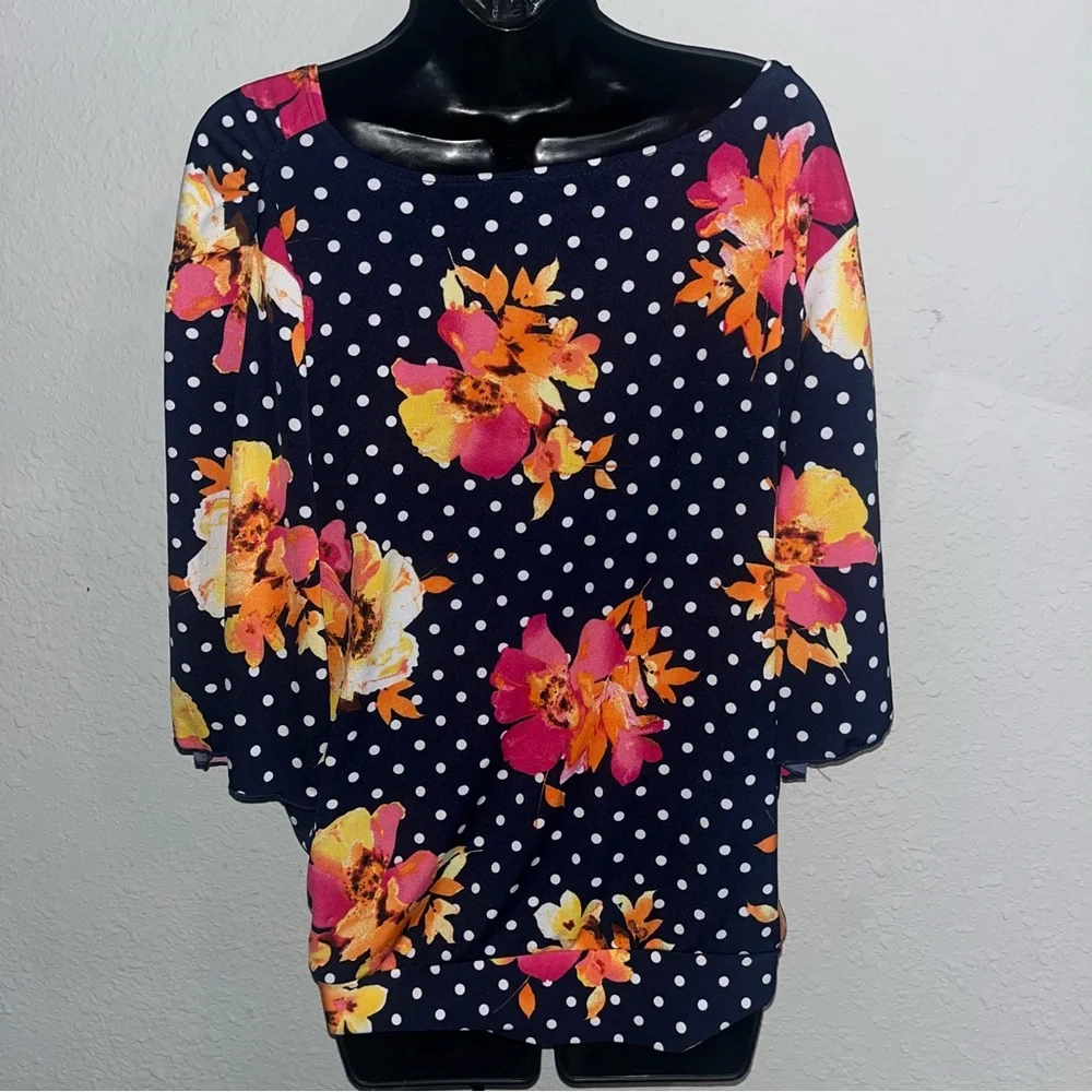 Polka Dot Wrap Top with flutter sleeves - Picture 7 of 10